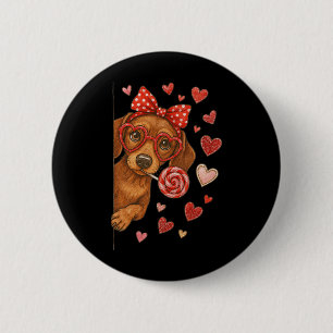 Hugvyn Valentine Dachshund Mama Cute Puppy Dog Mom 6 Cm Round Badge