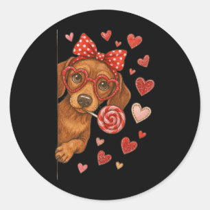 Hugvyn Valentine Dachshund Mama Cute Puppy Dog Mom Classic Round Sticker