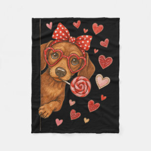 Hugvyn Valentine Dachshund Mama Cute Puppy Dog Mom Fleece Blanket