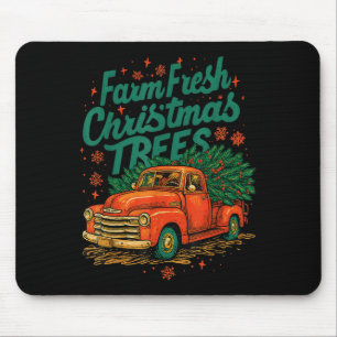 Hugvyn Vintage Red Truck Christmas Tree Farmhouse Mouse Pad