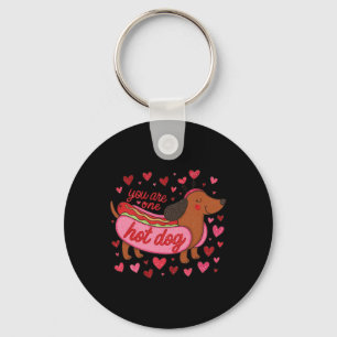 Hugvyn You Are One Hot Dog Valentine Dachshund Mam Key Ring