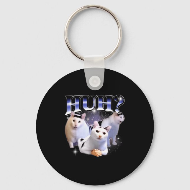 Huh Funny Dank Cat Stud Oddly Bootleg Specific Dan Key Ring (Front)