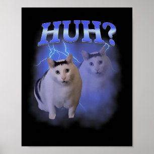 Huh Silly Cat Meme Funny Oddly Bootleg Specific Da Poster