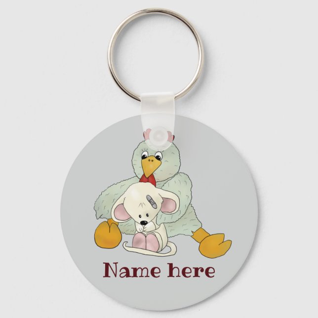 Huhn und Maus personalisiert Key Ring (Front)