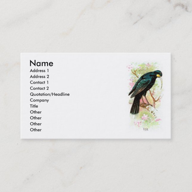 Huia Business Card (Front)