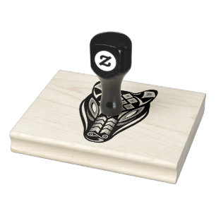 Huichol Bear Mask Rubber Stamp