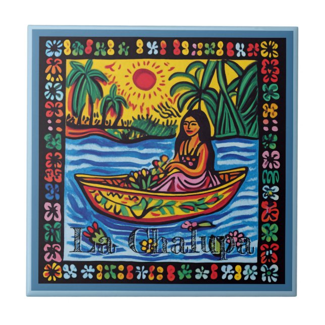 Huichol Loteria Ceramic Tile: La Chalupa Ceramic T Ceramic Tile (Front)