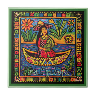 Huichol Loteria Ceramic Tile: La Chalupa Ceramic T Tile
