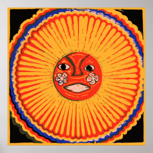 Huichol Native American Art, The sun Poster