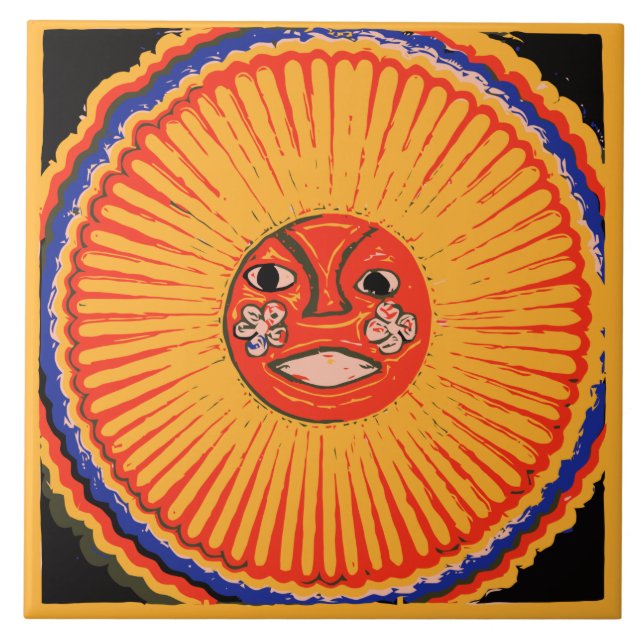 Huichol Native American Art, The sun Tile (Front)