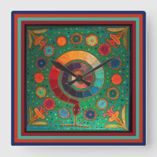 Huichol Peyote Ritual Wall Clock