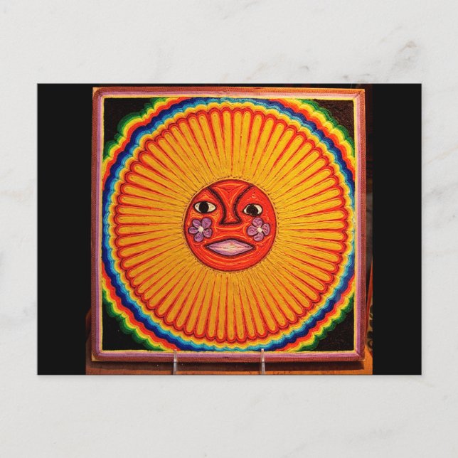 Huichol String Art Sun Mexican Folk Art Postcard (Front)