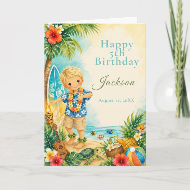Hula Birthday Party Card (Front)