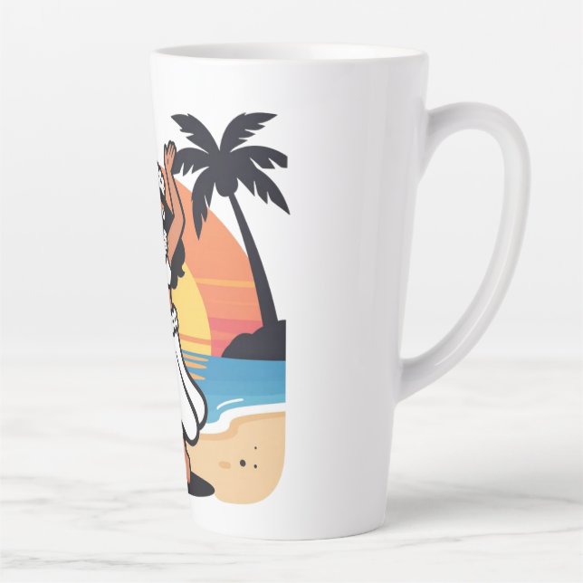 Hula dance beach party sunset tropical island art latte mug (Right)