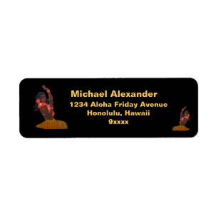 Hula Dancer Aloha Return Address Label