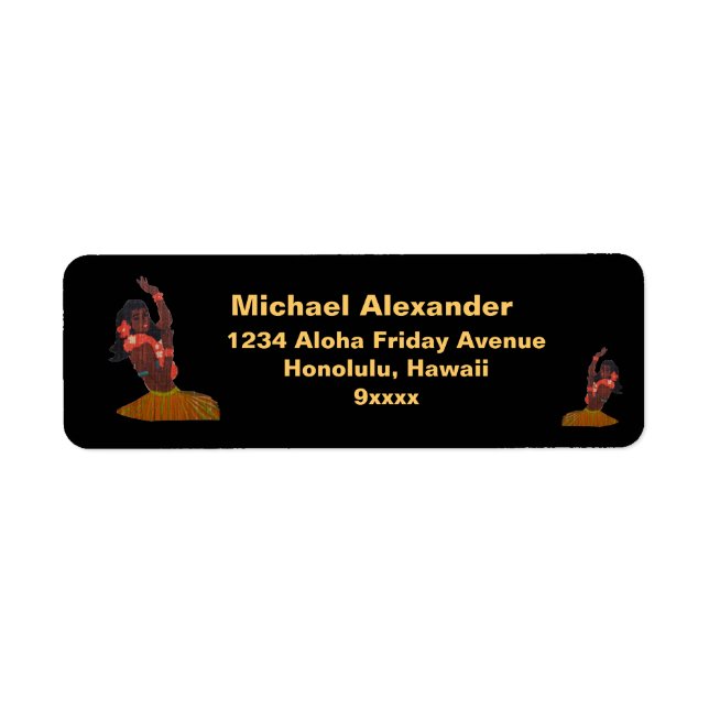 Hula Dancer Aloha Return Address Label (Front)