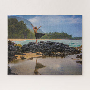 Hula Dancer at Lumaha'i Beach, Kauai, Hawaii Jigsaw Puzzle