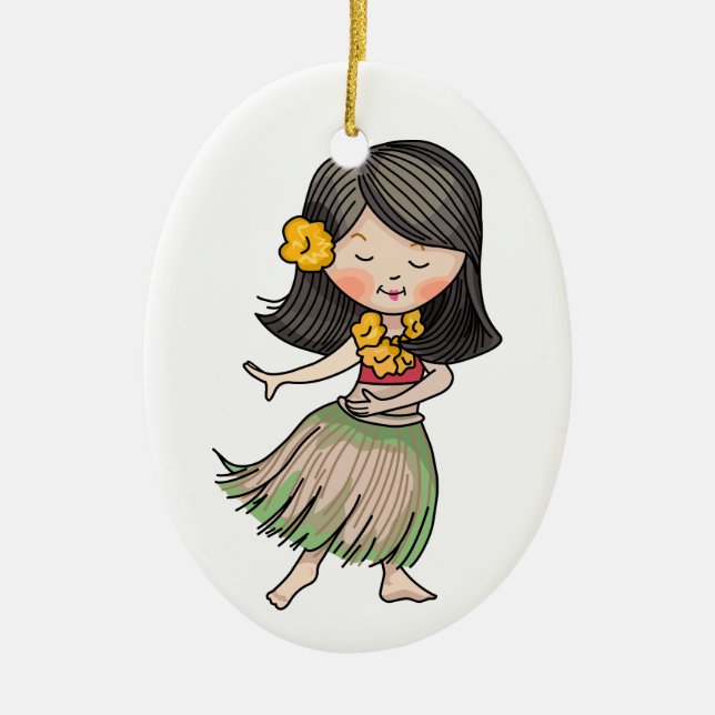 Hula Dancer Ceramic Ornament (Front)