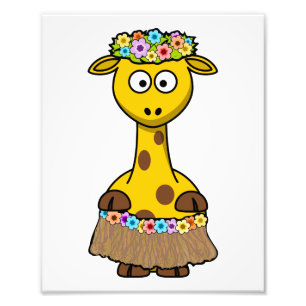 Hula Dancer Giraffe Cartoon Photo Print