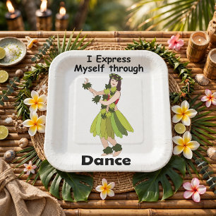 Hula Dancer Girl Expressing Dance Luau Party Paper Plate