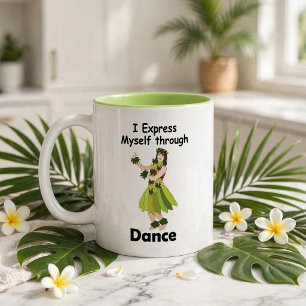 Hula Dancer Girl Expressing Herself Through Dance Two-Tone Coffee Mug