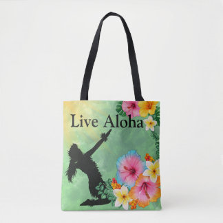 Hula Dancer Live Aloha Tropical Flowers  Tote Bag