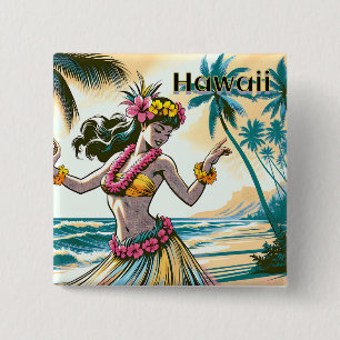 Hula Dancer on the Hawaii 15 Cm Square Badge