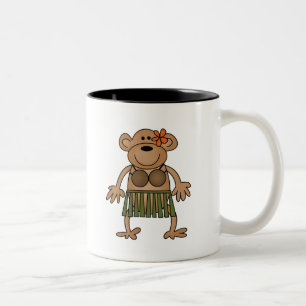 Hula Dancing Monkey Two-Tone Coffee Mug