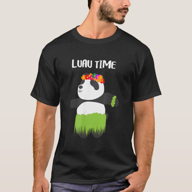 Hula Dancing Panda Hawaiian Luau T-Shirt (Front)