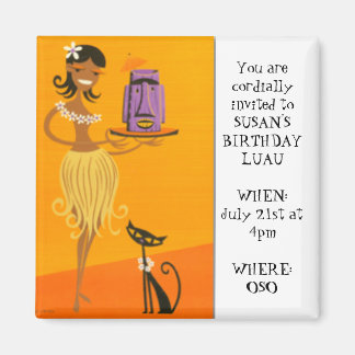 Hula girl and cat 2 magnet