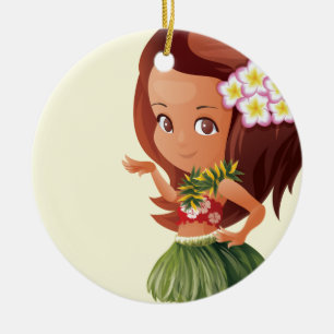Hula girl ceramic tree decoration