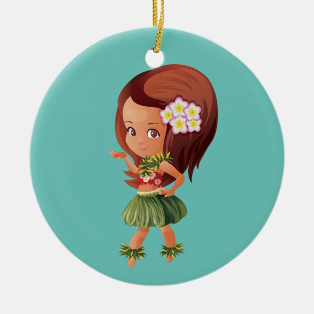 Hula Girl Ceramic Tree Decoration (Front)