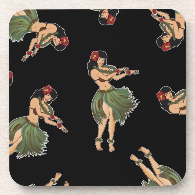 Hula Girl Dancing Pattern Coaster (Front)
