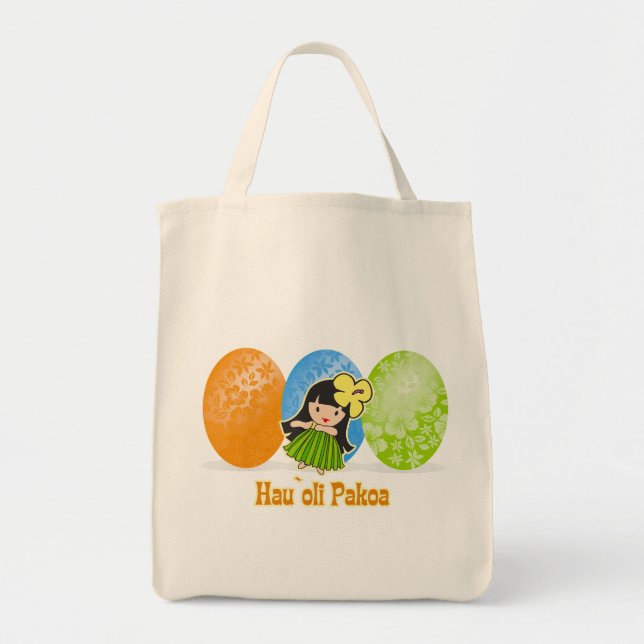 Hula Girl Easter Egg Tote Bags (Front)