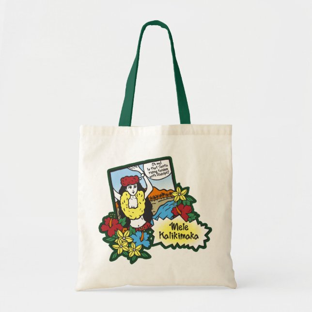 Hula Girl Mele Kalikimaka Hawaiian Xmas Cartoon Tote Bag (Front)