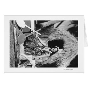 Hula Girl with Outrigger Canoe Hawaii Photograph