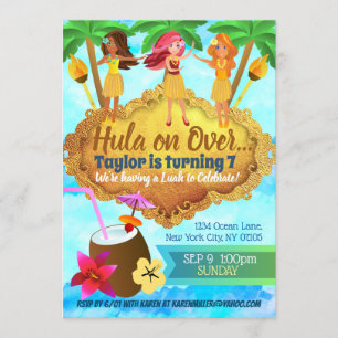 Hula Girls Birthday Invitations