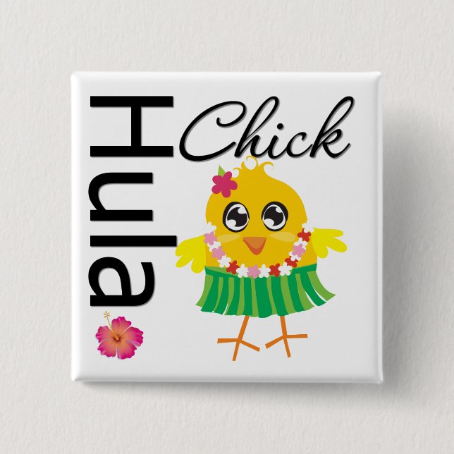 Hula Hawaii Chick 15 Cm Square Badge (Front)