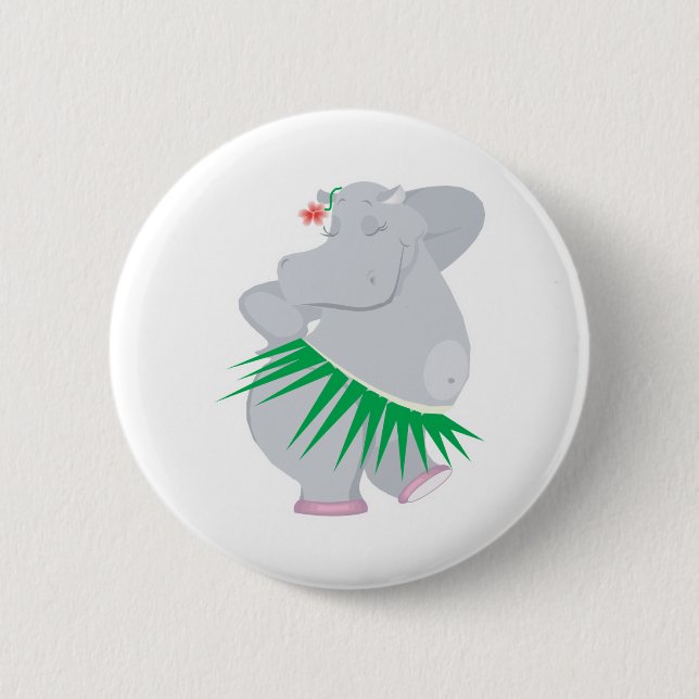 hula hippo 6 cm round badge (Front)