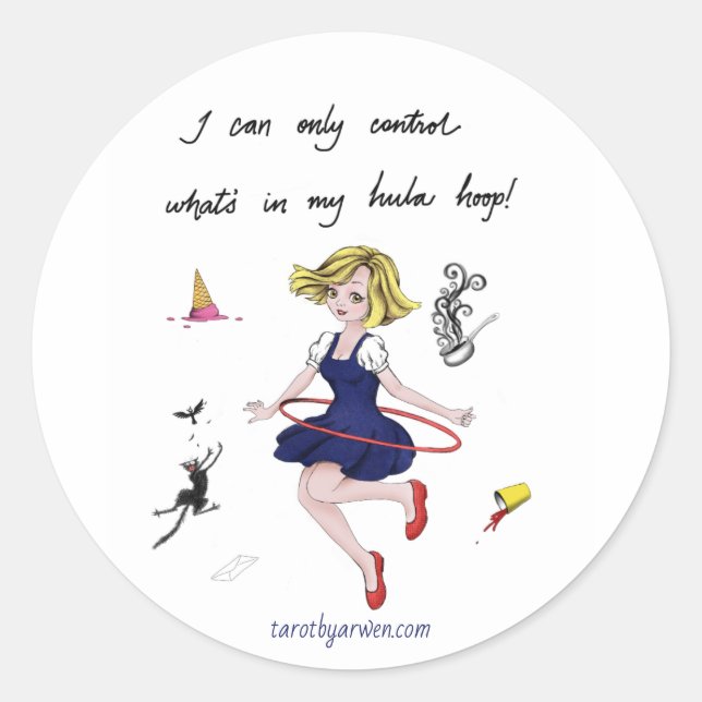 Hula Hoop Control Girl Classic Round Sticker (Front)