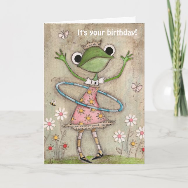 Hula Hoop Frog - Birthday Card (Front)