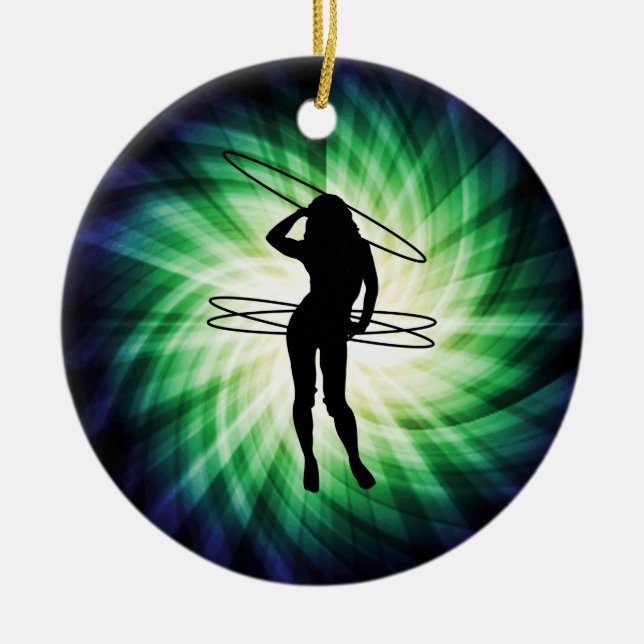Hula Hoop Girl; Cool Ceramic Ornament (Front)