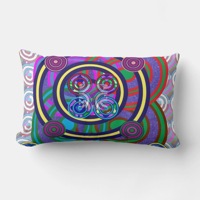 Hula Hoop Girls Game Round Circle Design Lumbar Cushion (Front)