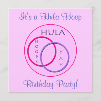 Hula Hoop Pink Purple Kids Birthday Party Invitation