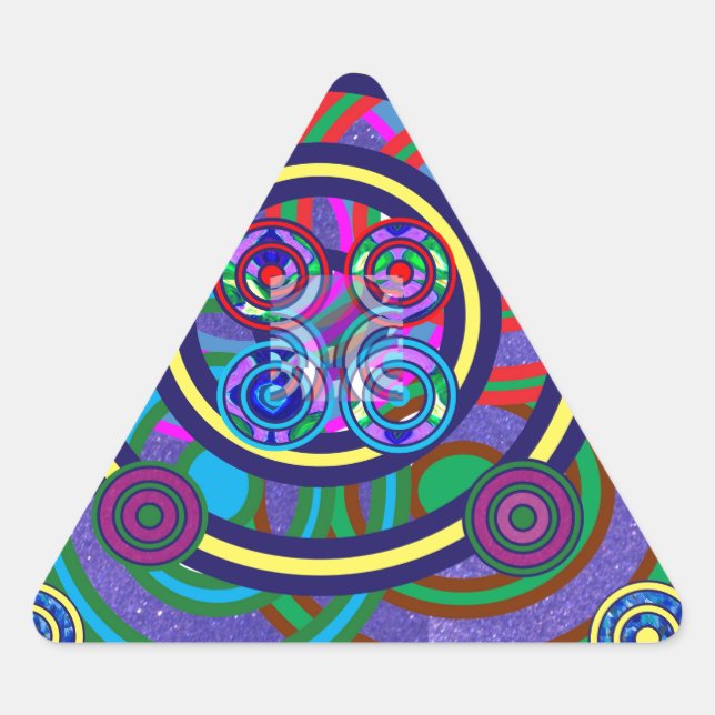 Hula Hoop Round Colourful Circles Triangle Sticker (Front)
