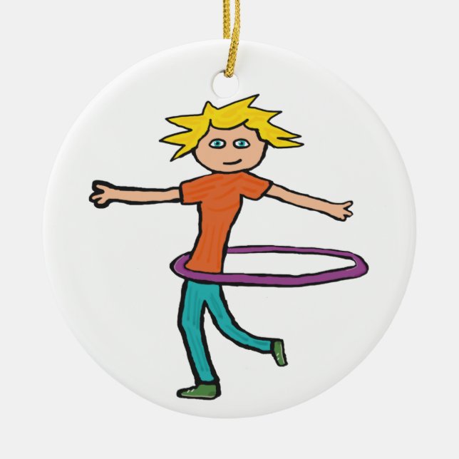 Hula Hooping Ceramic Ornament (Front)