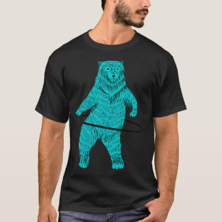 Hula Hooping Hoop Dancing Blue Hipster Bear Art Pr T-Shirt