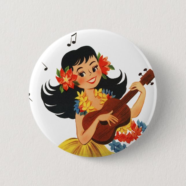 Hula Hula Girl 6 Cm Round Badge (Front)