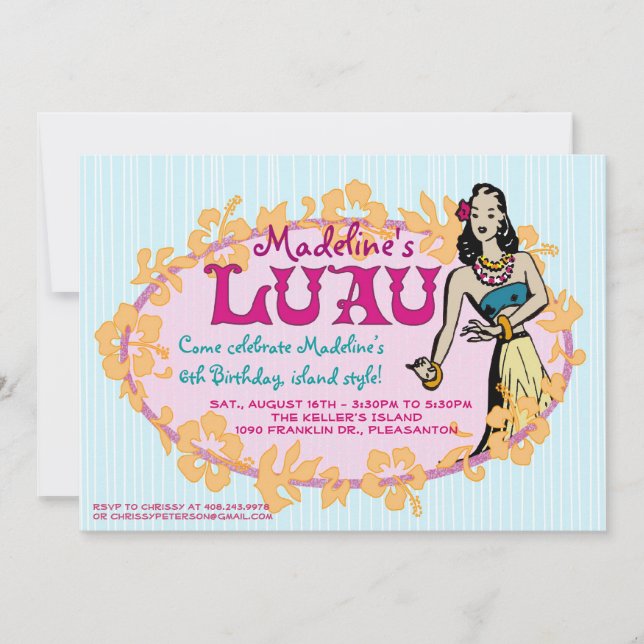 Hula Luau Party Invitation (Front)