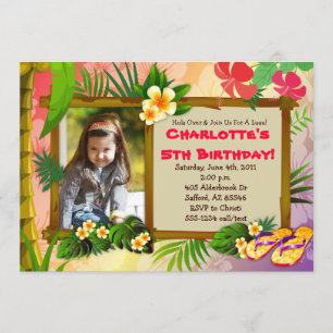Hula Over!  Hawaiian Tropical Photo Invitations